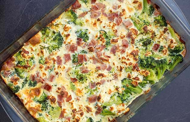 A broccoli casserole with ham, egg and feta | 9 Hearty And Healthy Dinner Recipes Your Senior Parents Will Love