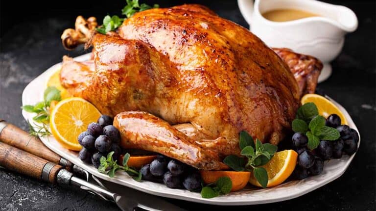 Festive-celebration-roasted-turkey-with-gravy | 9 Nutritious & Delicious Thanksgiving Dishes For Seniors