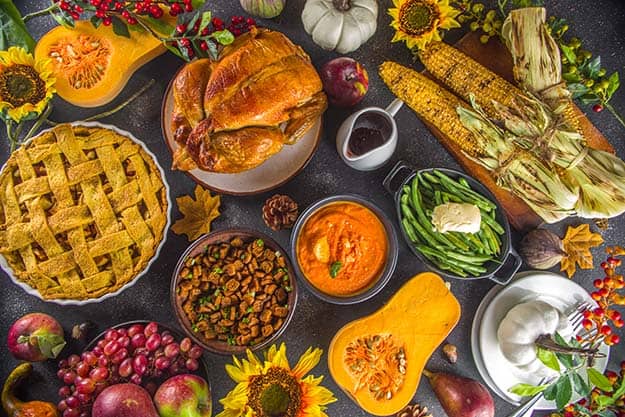 Thanksgiving-day-celebration-dinner-setting-with-traditional-meal-and-food | 9 Nutritious & Delicious Thanksgiving Dishes For Seniors
