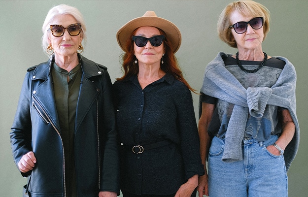 Elderly-women-in-sunglasses-and-trendy-clothes-New-Years-Eve-Party-Theme-Thirteen-NYE-Fashion-Show-New Year's Eve Party
