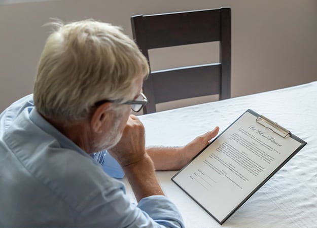 12Oaks-Senior old man elderly examining and checking last will and testament-as-4 Important Estate Planning Information _ Documents