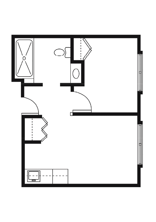 7. Cleburne Court Floor plans One Bedroom 1