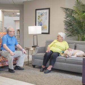 the atriums senior living community overland park Residents in lobby 1